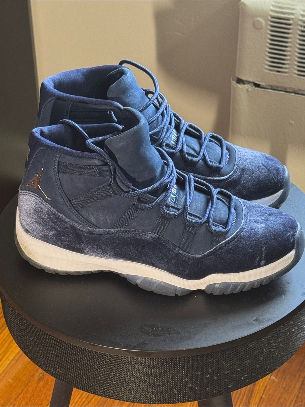 Jordan Velvet Navy Blue High-Top Sneakers